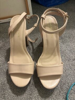 Altar'd State Blush Nude Ankle-Strap Block Heel Sandals